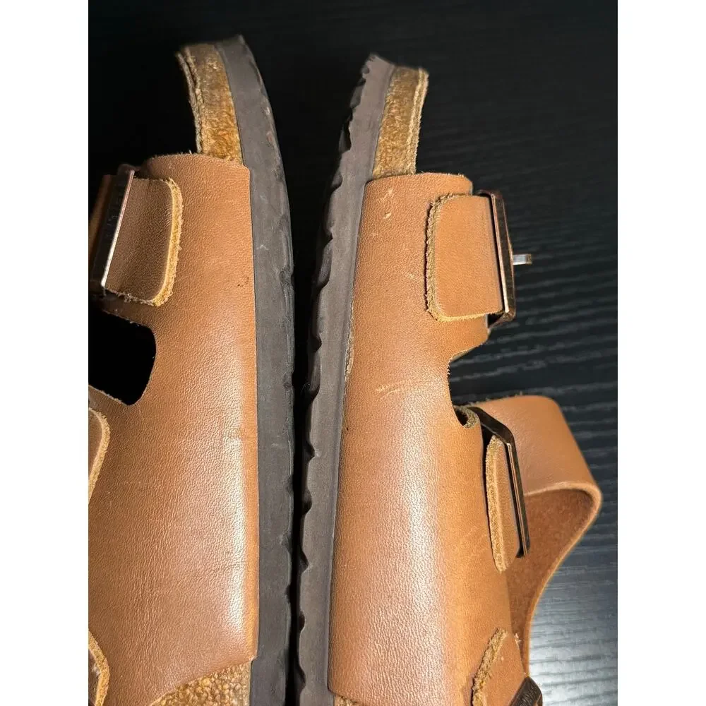Birkenstock Milano Oiled Leather Brown Slingback Sandals EU 38 US Women 7 Men 5